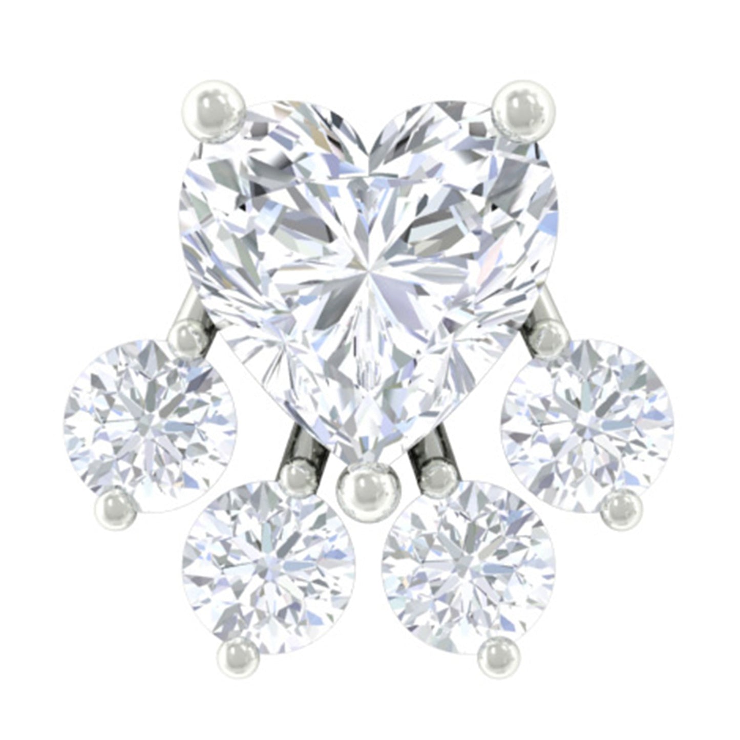 Heart Shape Moissanite Paw Cartilage Earring