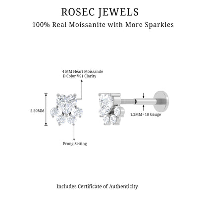 Heart Shape Moissanite Paw Cartilage Earring