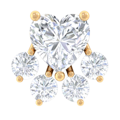 Heart Shape Moissanite Paw Cartilage Earring
