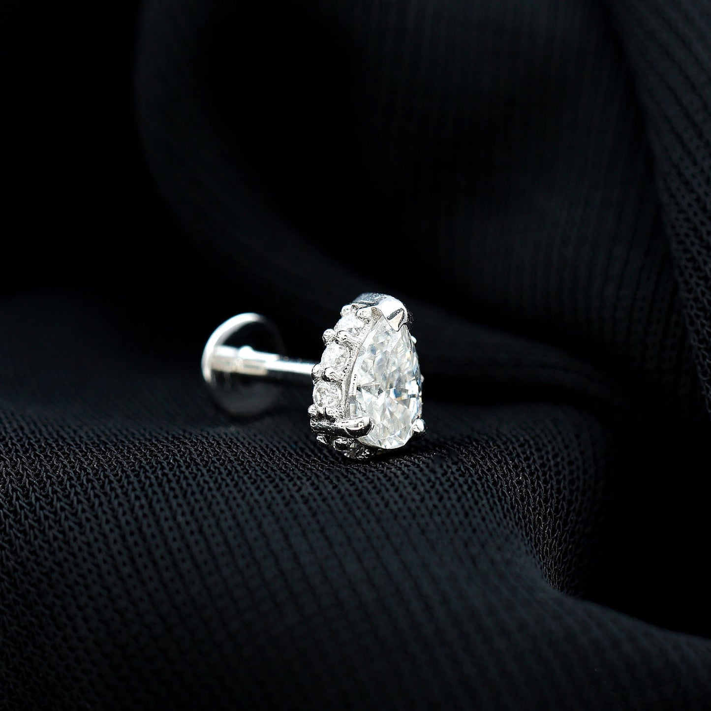 Certified Moissanite Teardrop Helix Earring for Women