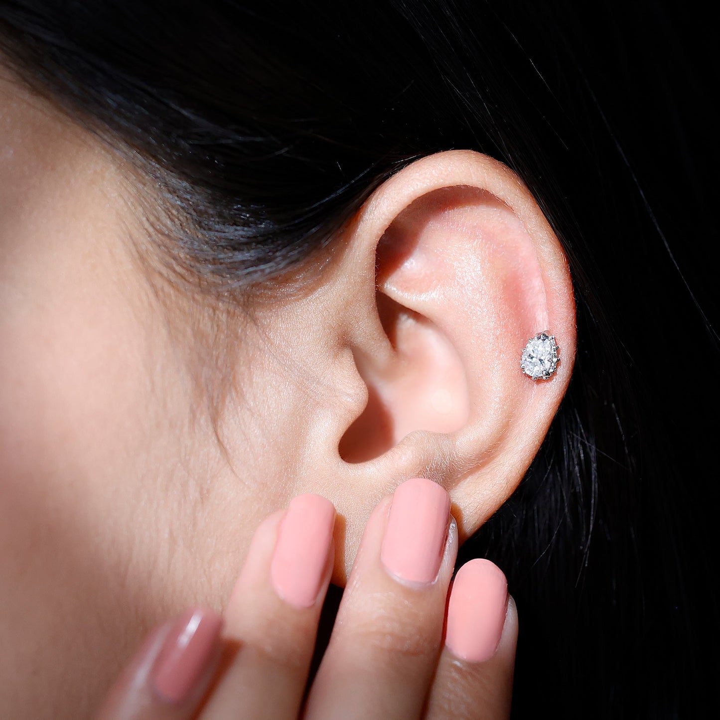 Certified Moissanite Teardrop Helix Earring for Women
