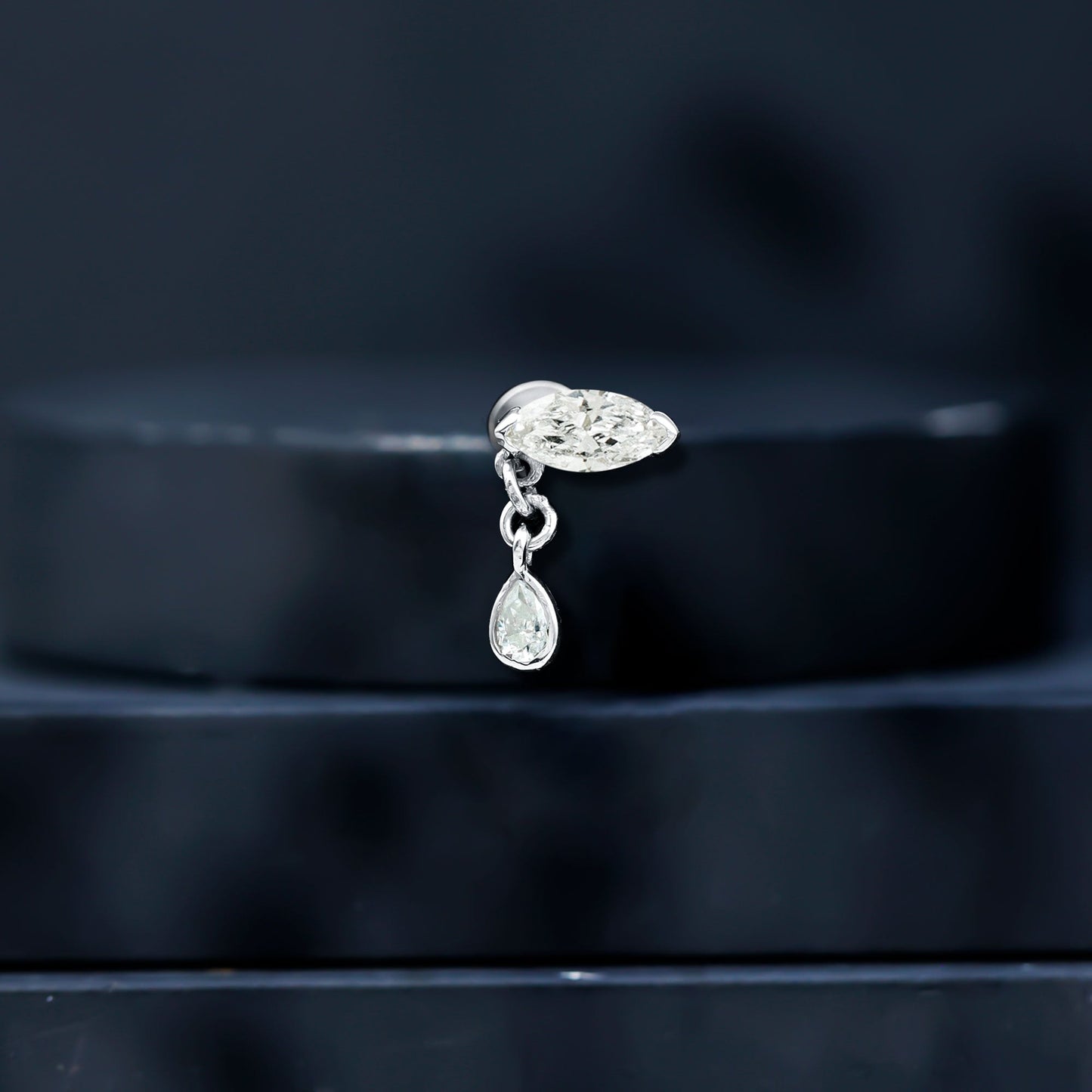Marquise Moissanite Dangle Cartilage Earring