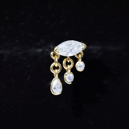 Marquise Cut Moissanite Cartilage Dangle Earring