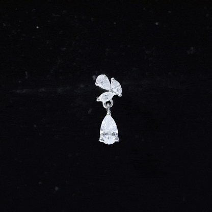 Marquise and Pear Moissanite Cluster Drop Cartilage Earring