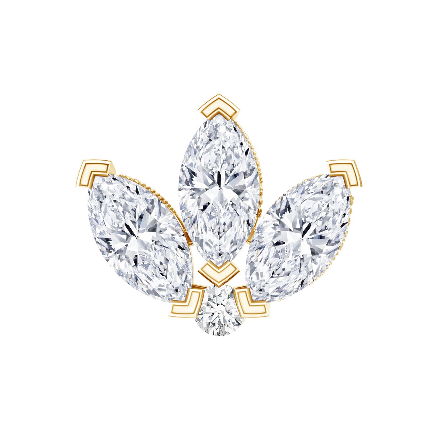 Certified Moissanite Marquise Lotus Piercing Stud