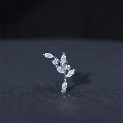 Certified Moissanite Leaf Climber Earring for Helix Piercing