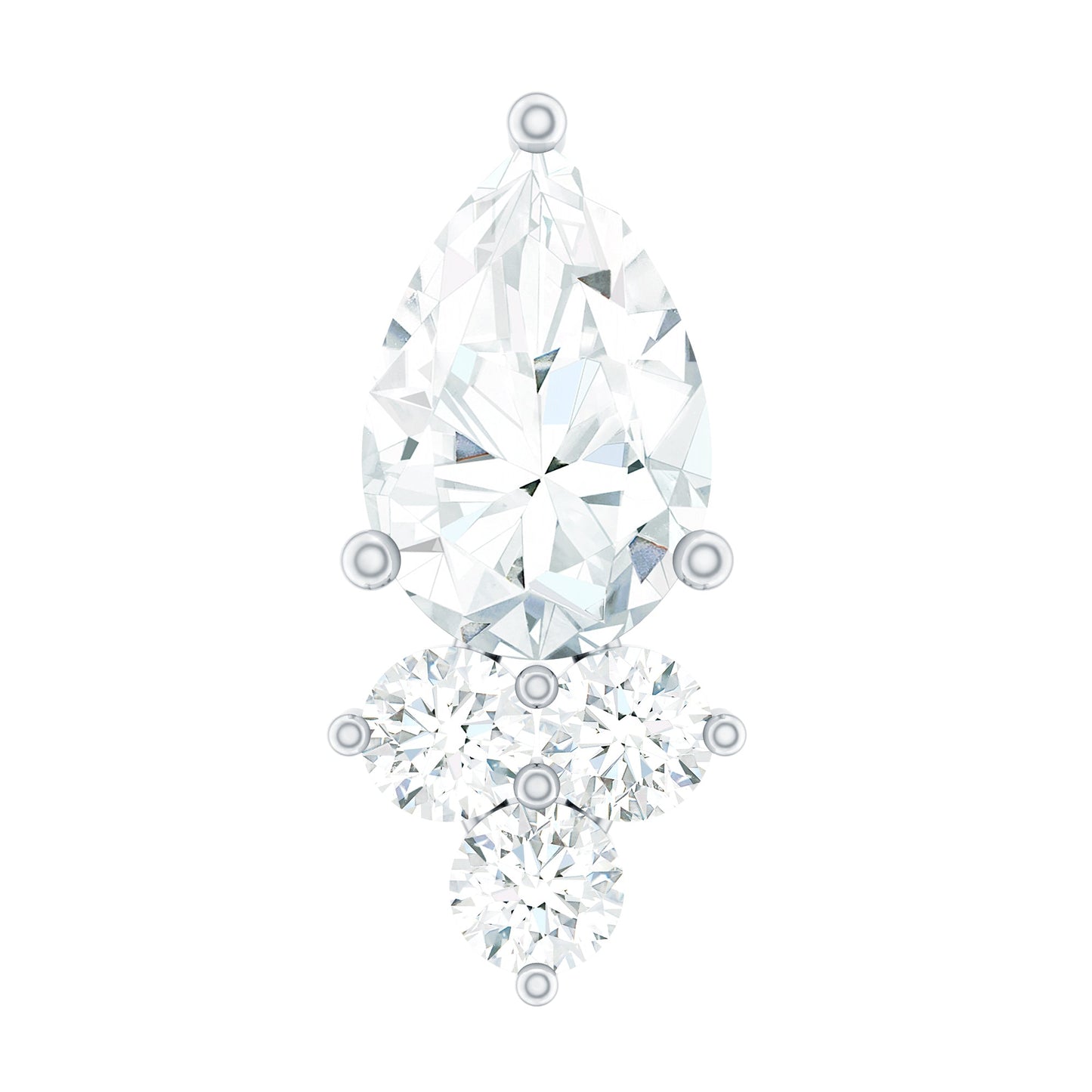 Pear and Round Moissanite Cluster Cartilage Earring