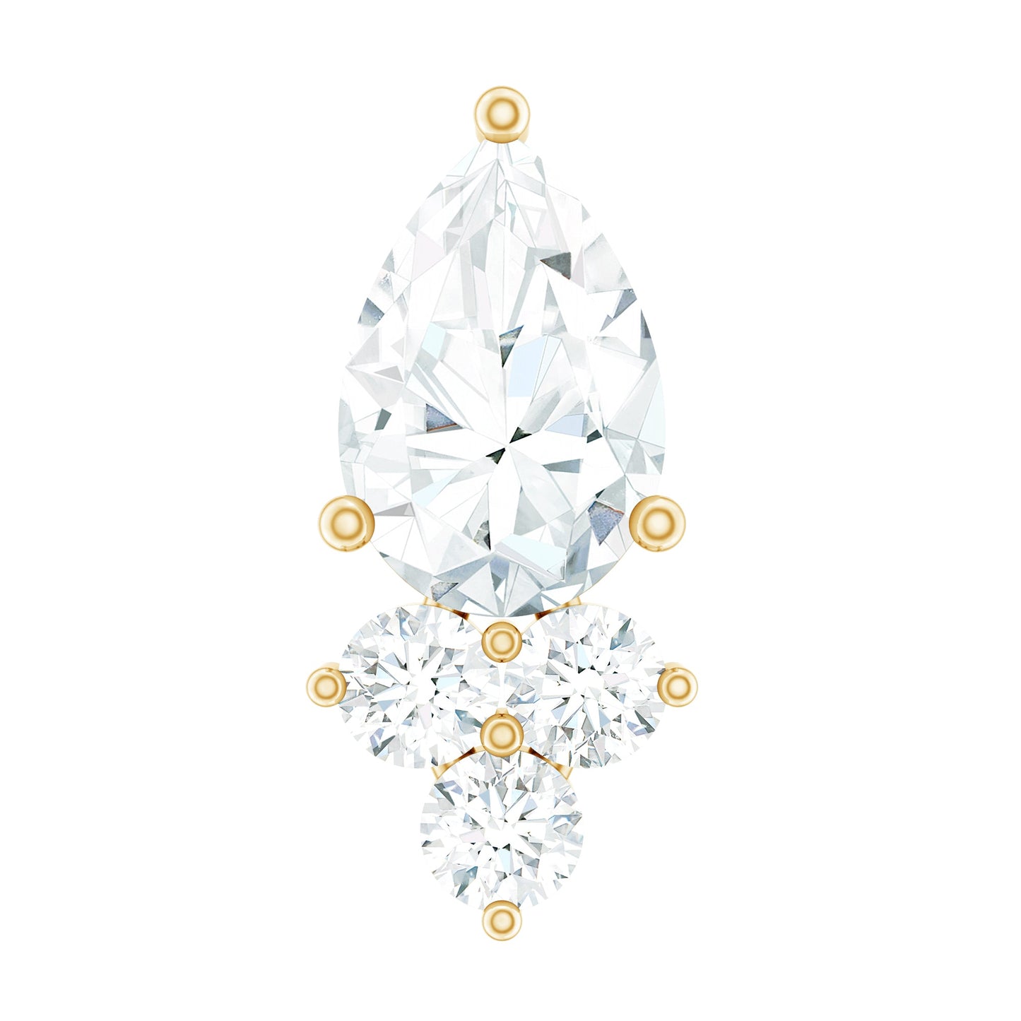 Pear and Round Moissanite Cluster Cartilage Earring