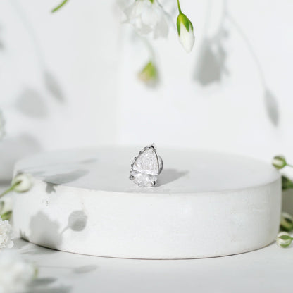 Pear Shaped Diamond Solitaire Tragus Earring