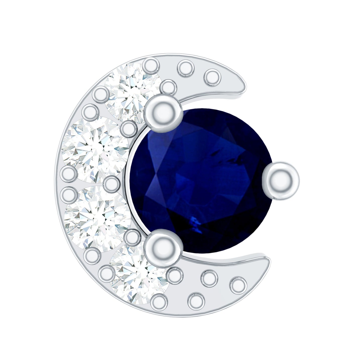 Genuine Blue Sapphire and Diamond Celestial Nose Pin