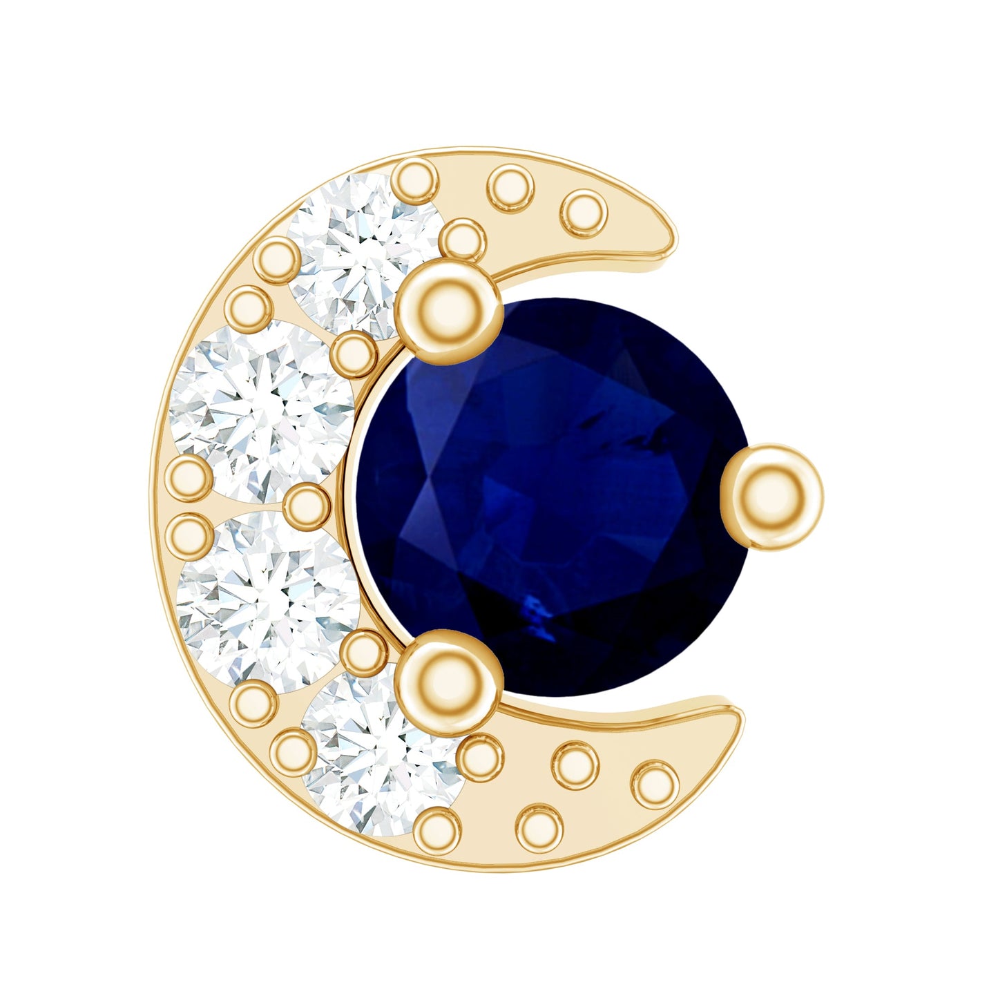 Genuine Blue Sapphire and Diamond Celestial Nose Pin