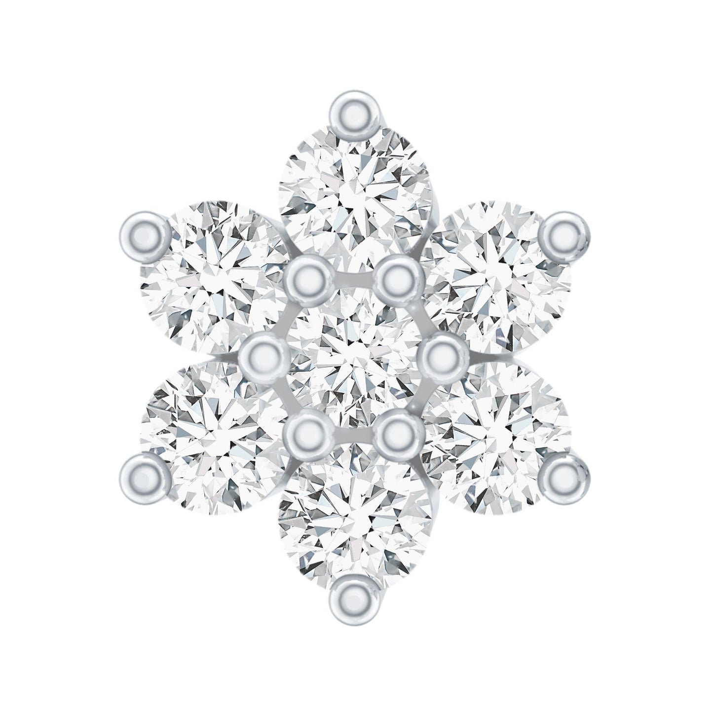 Round Cut Natural Diamond Flower Nose Stud For Women