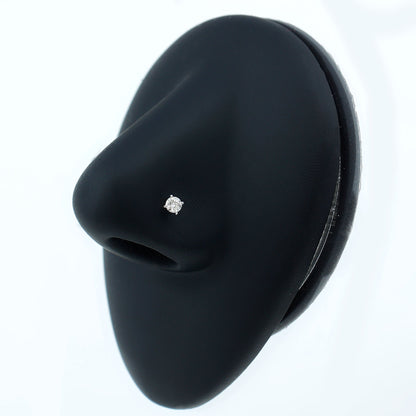 Round Shape Moissanite Solitaire Nose Pin