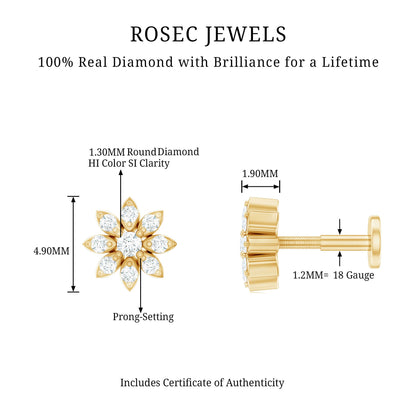 Flower Diamond Nose Ring Stud for Women