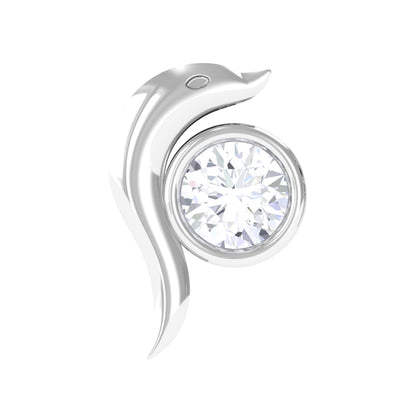 Bezel Set Round Diamond Dolphin Nose Ring