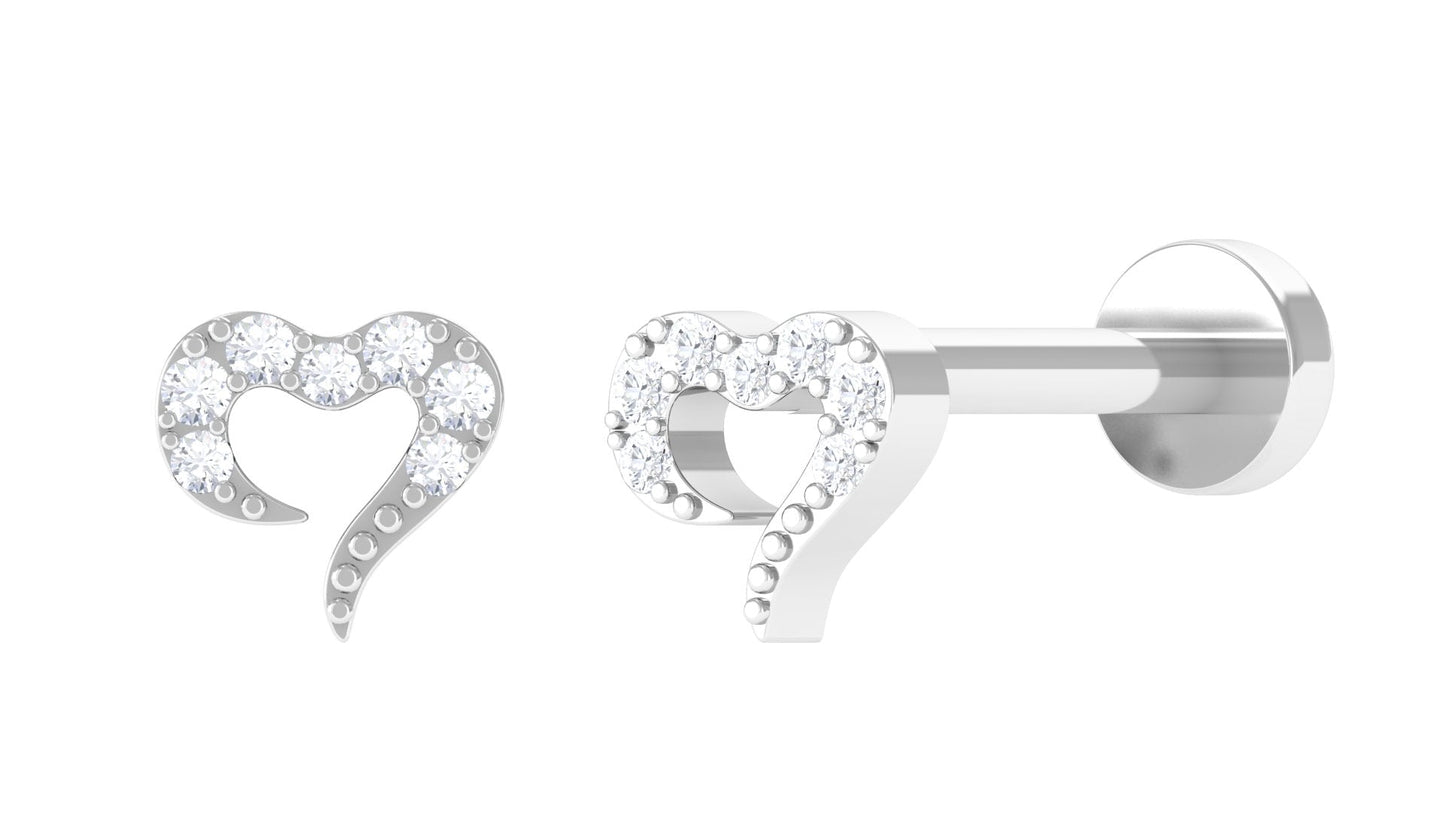 Round Shape Natural Diamond Heart Nose Pin