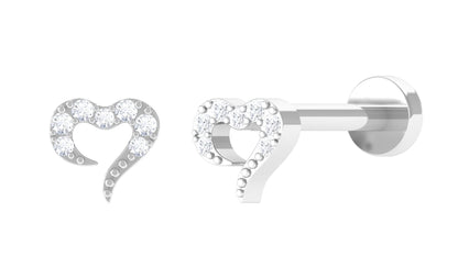 Round Shape Natural Diamond Heart Nose Pin