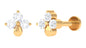 Natural Diamond 3 Stone Flower Nose Pin