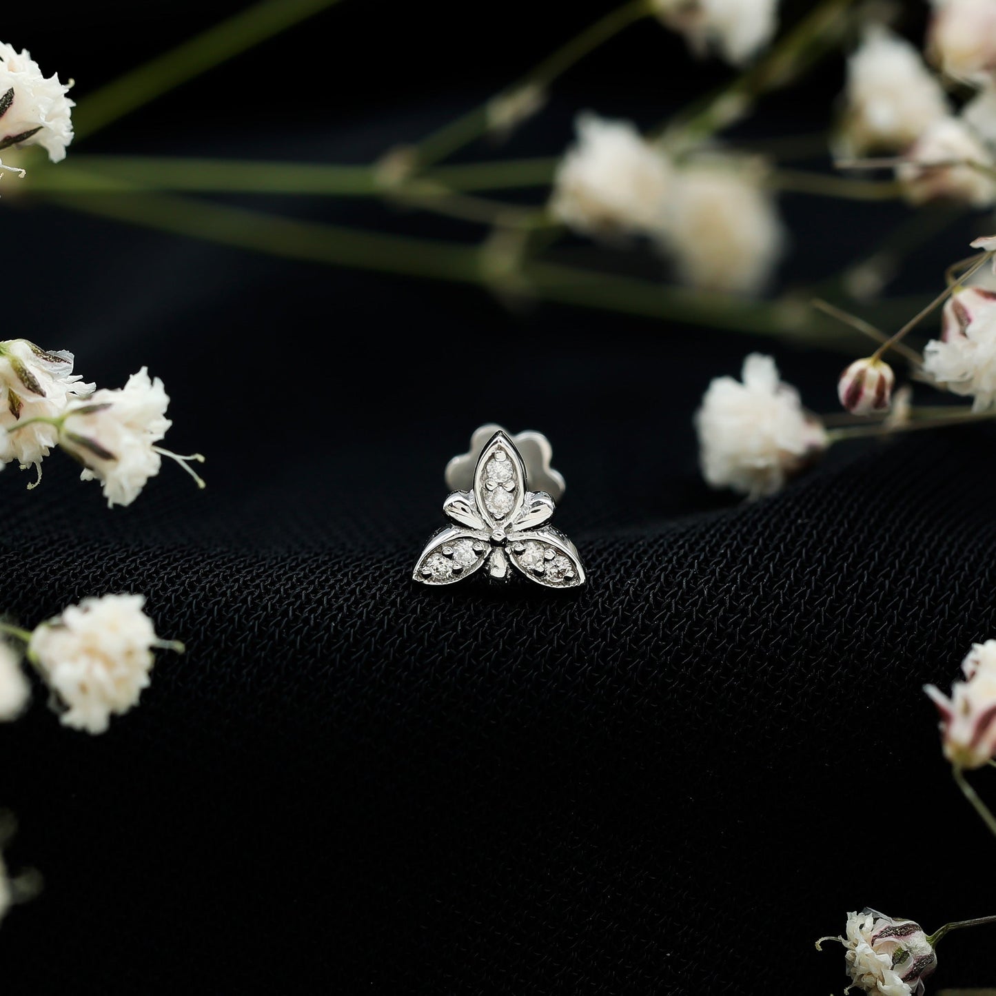Simple Diamond Flower Nose Stud for Women