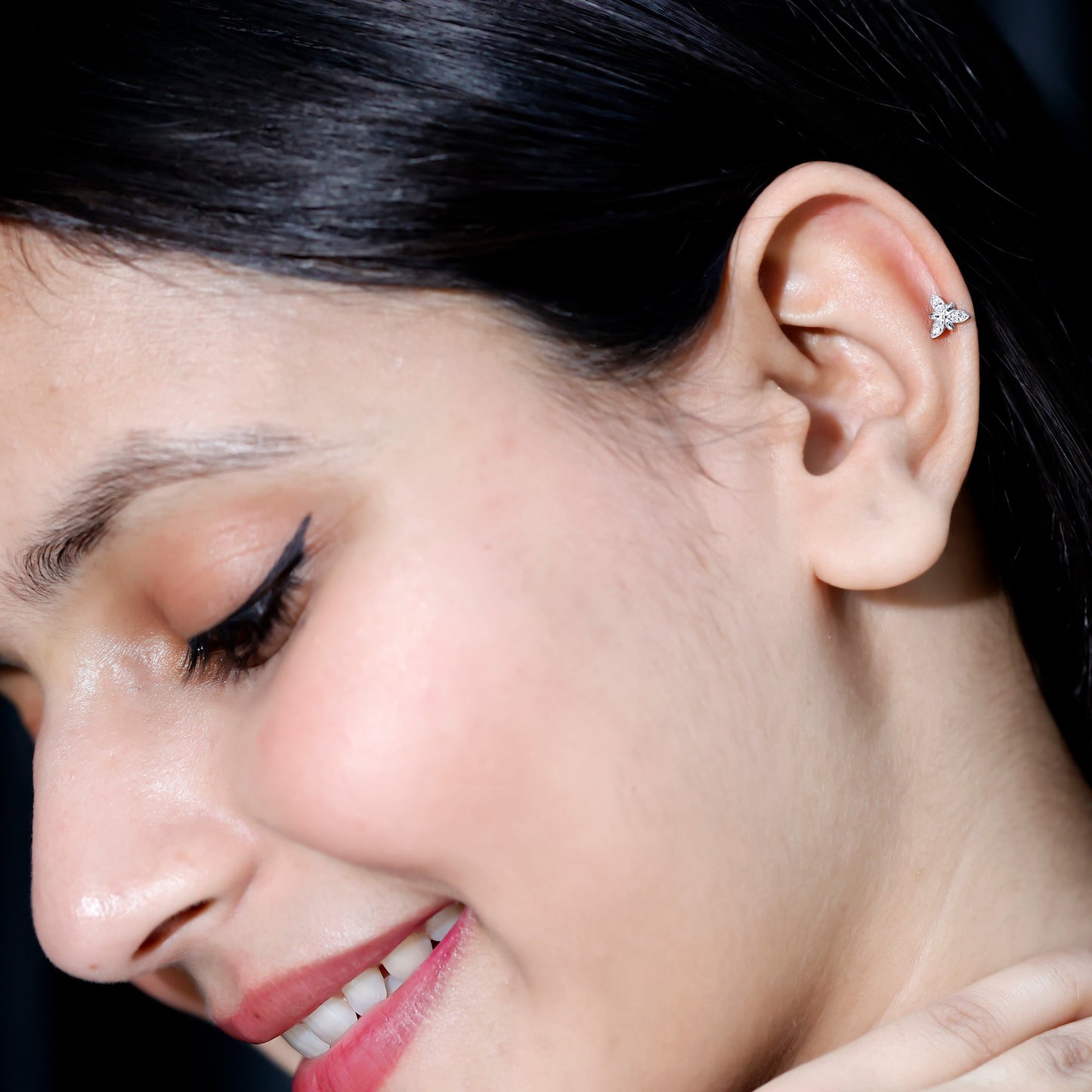 Simple Diamond Flower Nose Stud for Women