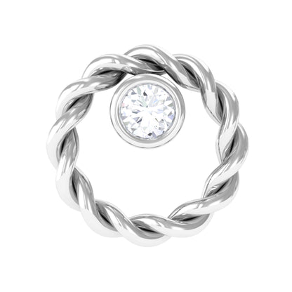 Bezel Set Round Diamond Nose Pin with Twisted Rope