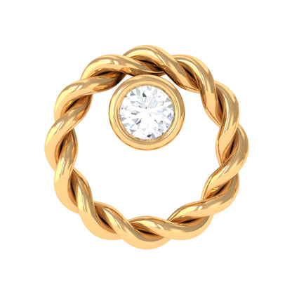 Bezel Set Round Diamond Nose Pin with Twisted Rope