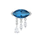 London Blue Topaz Cartilage Earring with Dangling Moissanite
