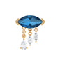 London Blue Topaz Cartilage Earring with Dangling Moissanite
