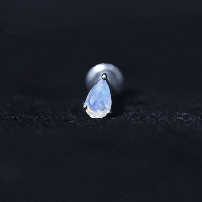 Dainty Ethiopian Opal Teardrop Earring for Helix Piercing