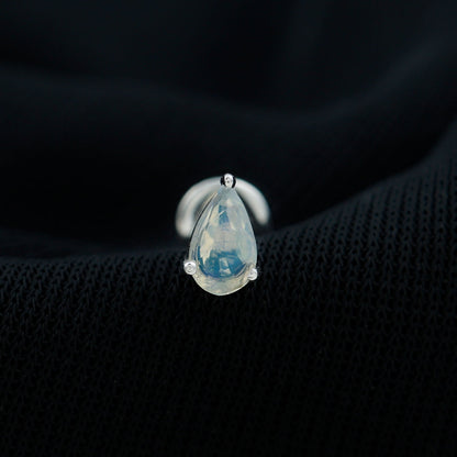Dainty Ethiopian Opal Teardrop Earring for Helix Piercing