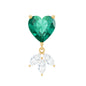 Heart Shape Lab Created Emerald and Diamond Helix Drop Earring