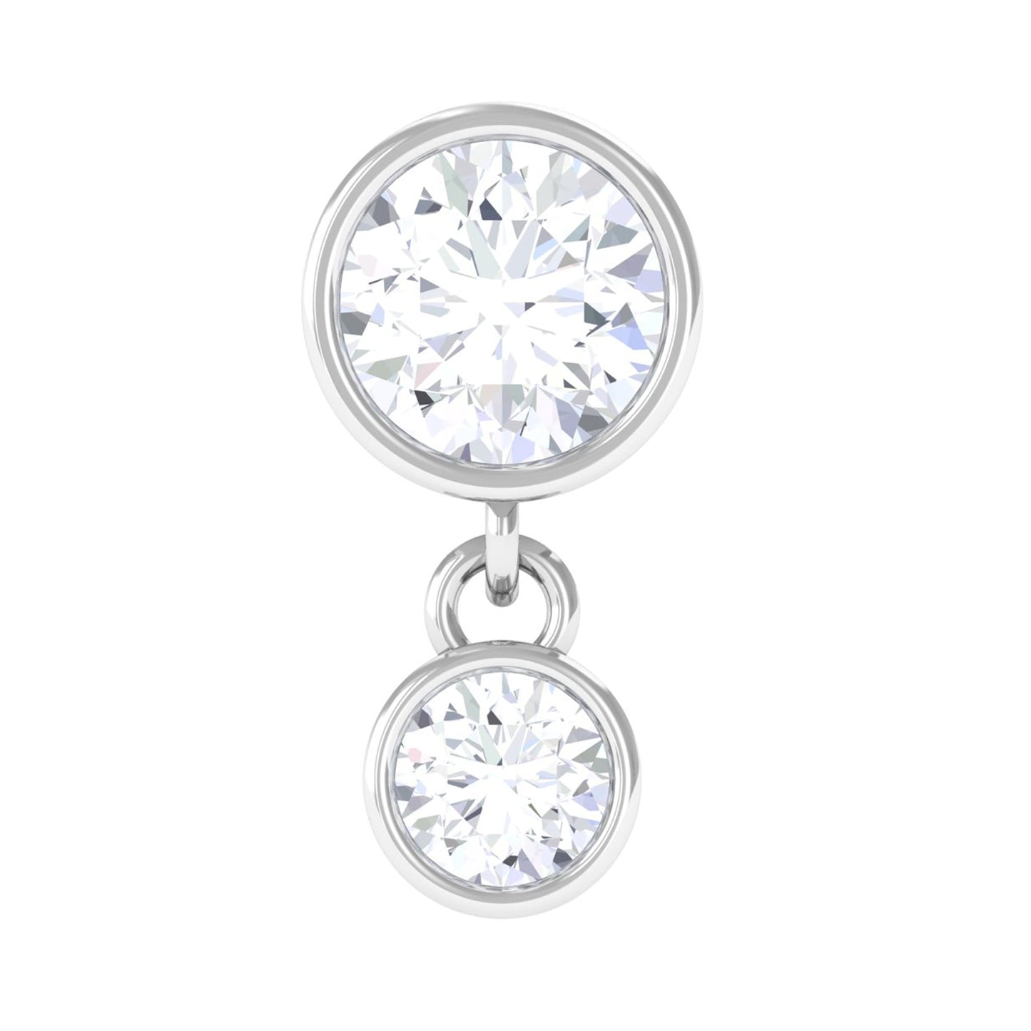 Bezel Set Round Moissanite Helix Drop Earring