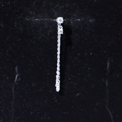 Round Moissanite Chain Drop Earring for Cartilage Piercing