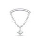 Curved Bar and Moissanite Chain Earring for Helix Piercing