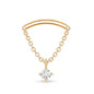 Curved Bar and Moissanite Chain Earring for Helix Piercing