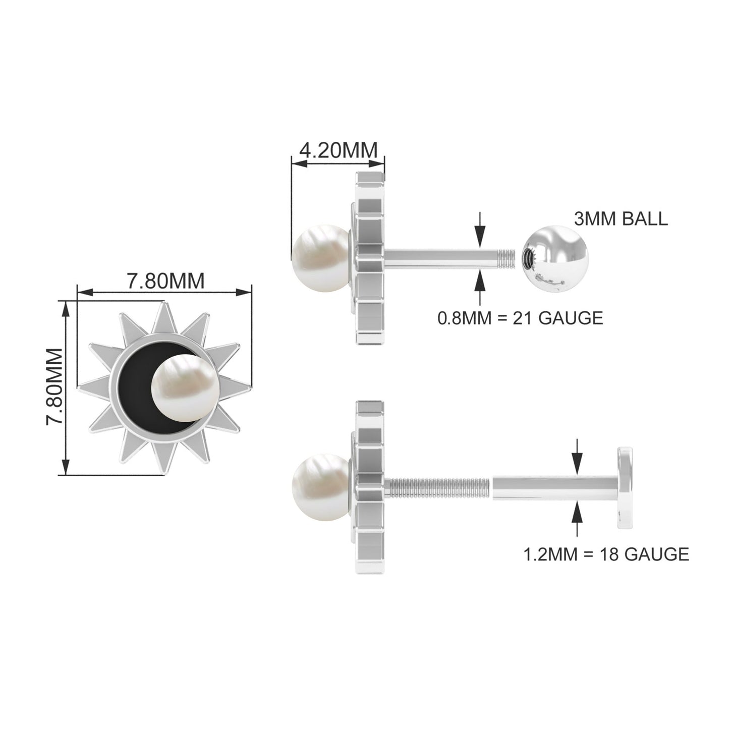 Freshwater Pearl Solitaire Celestial Earring with Enamel