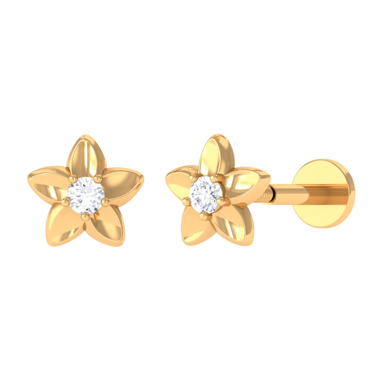 Nature Inspired Diamond Earring for Conch Piercing