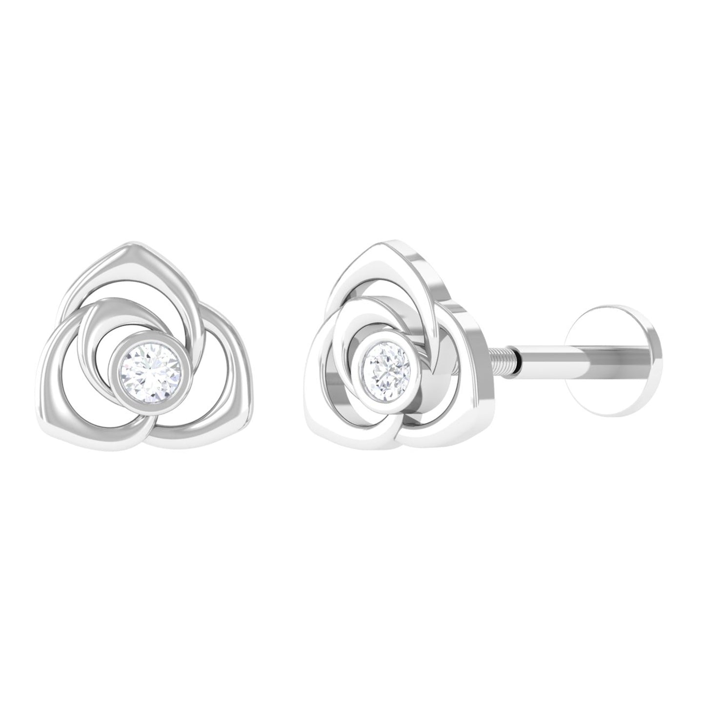 Nature Inspired Diamond Floral Earring for Cartilage Piercing