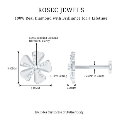 Modern Diamond Flower Earring for Helix Piercing