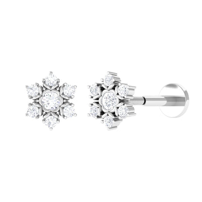 Nature Inspired Diamond Flower Earring for Helix Piercing