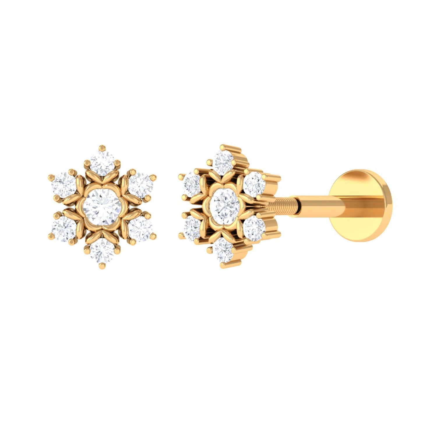 Nature Inspired Diamond Flower Earring for Helix Piercing