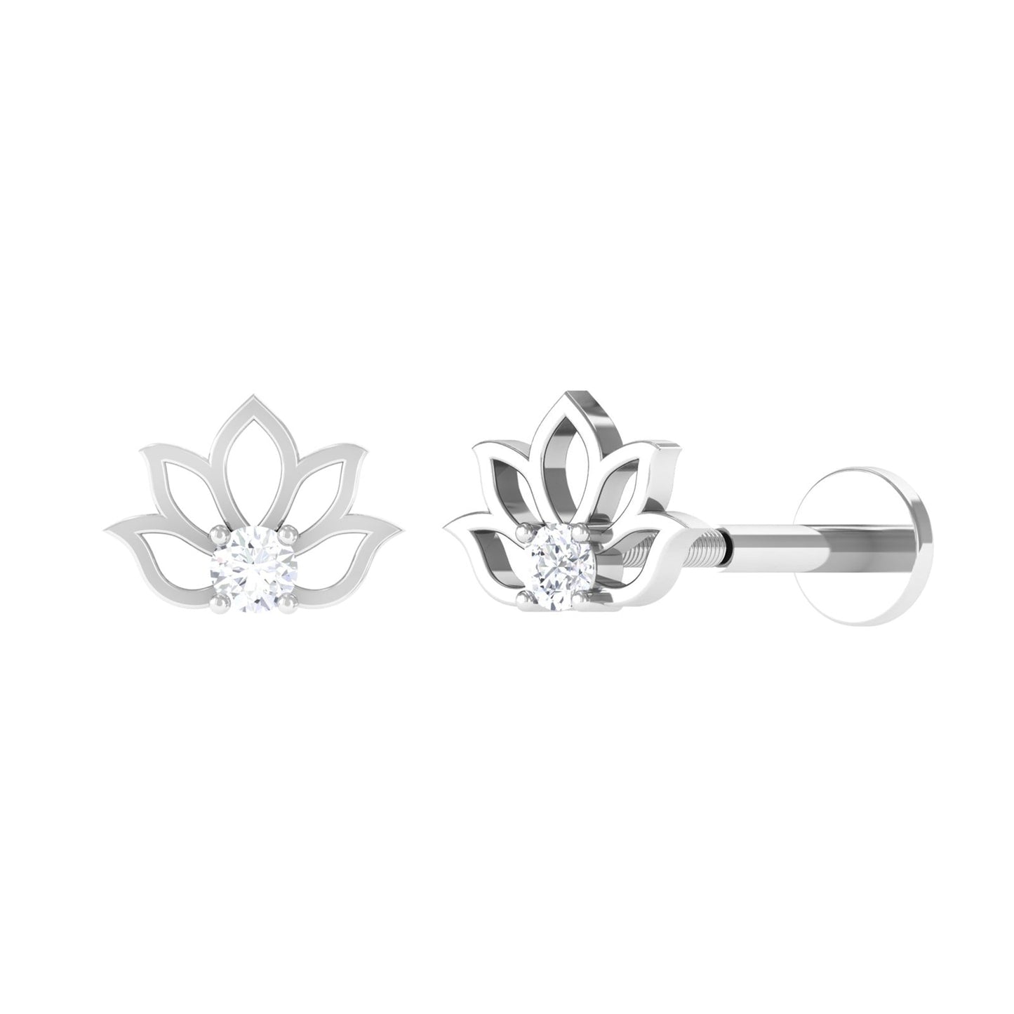 Nature Inspired Diamond Lotus Earring