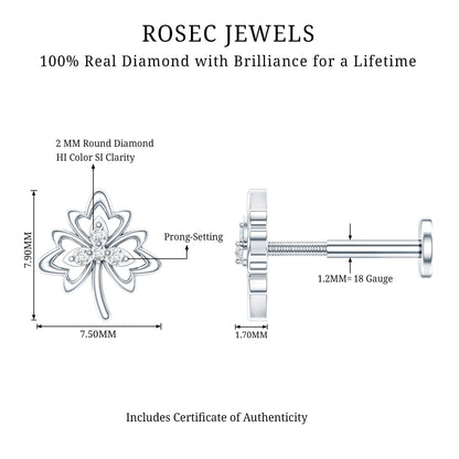 Diamond Nature Inspired Earring for Helix Piercing