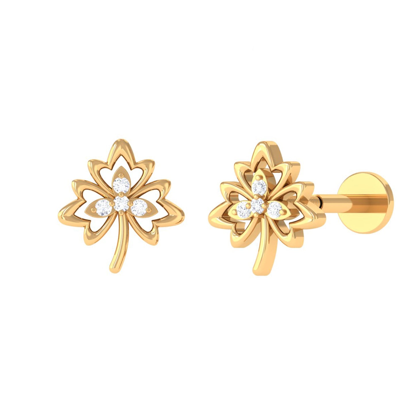 Diamond Nature Inspired Earring for Helix Piercing