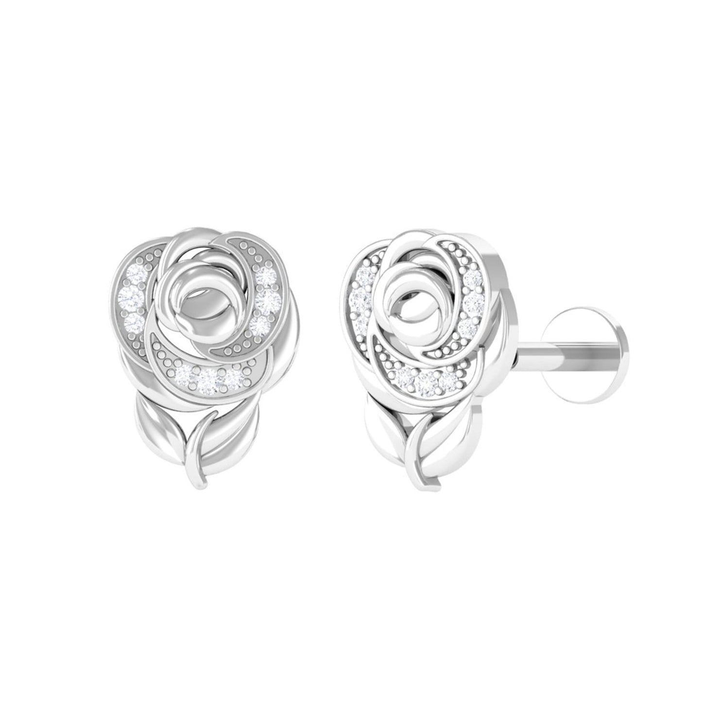 Nature Inspired Diamond Flower Helix Earring