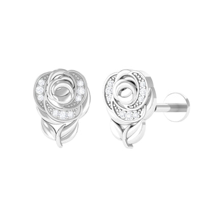 Nature Inspired Diamond Flower Helix Earring