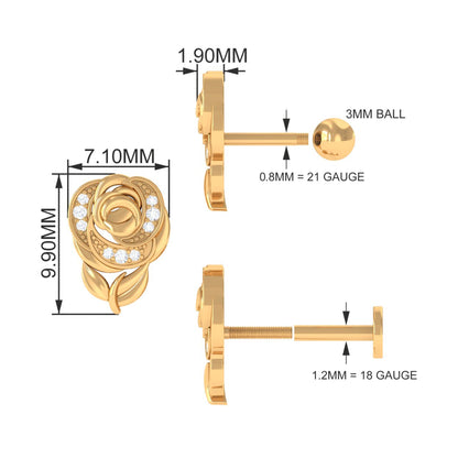 Nature Inspired Diamond Flower Helix Earring