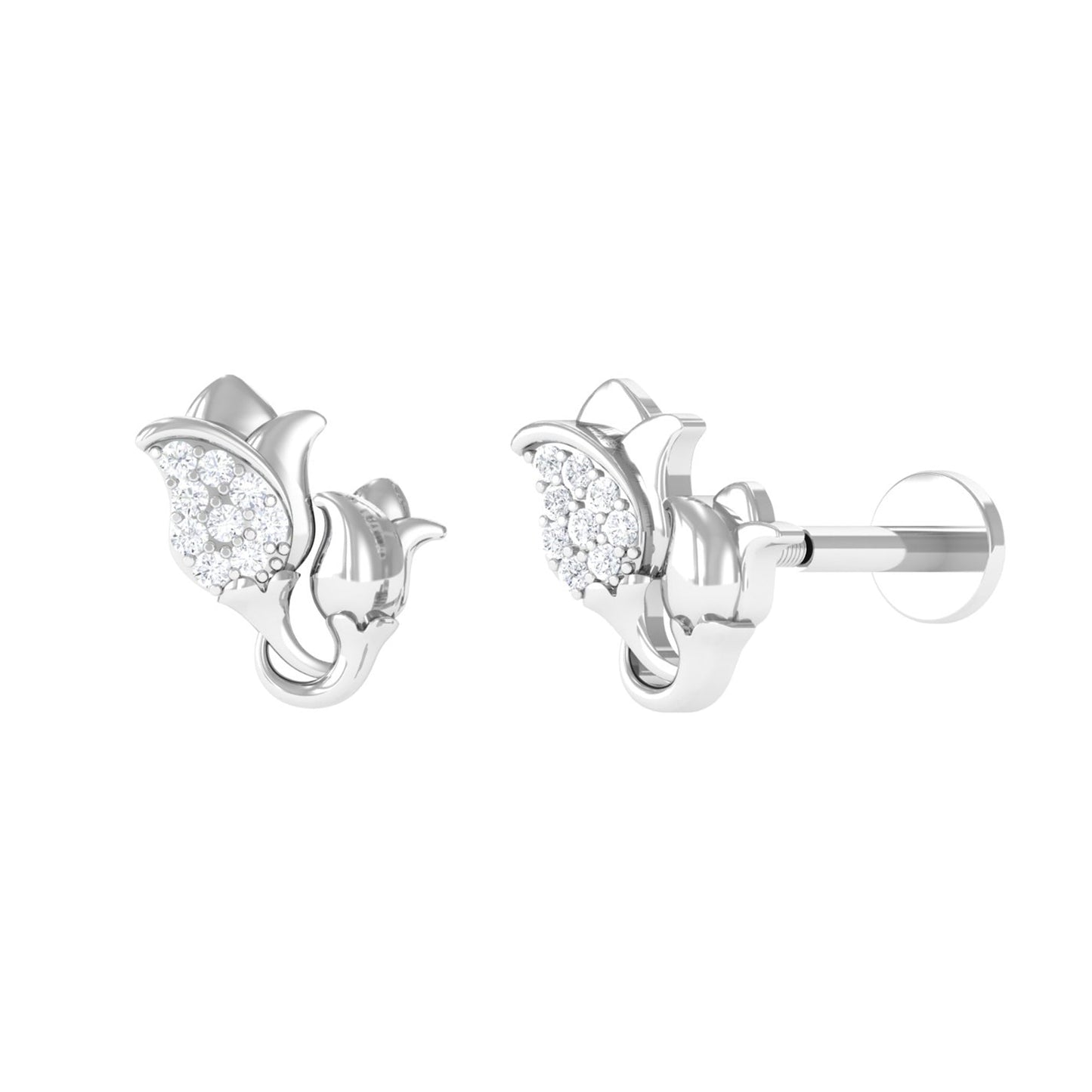 Diamond Floral Earring for Helix Piercing