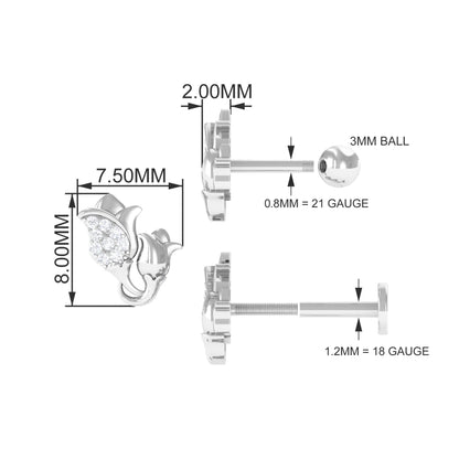 Diamond Floral Earring for Helix Piercing