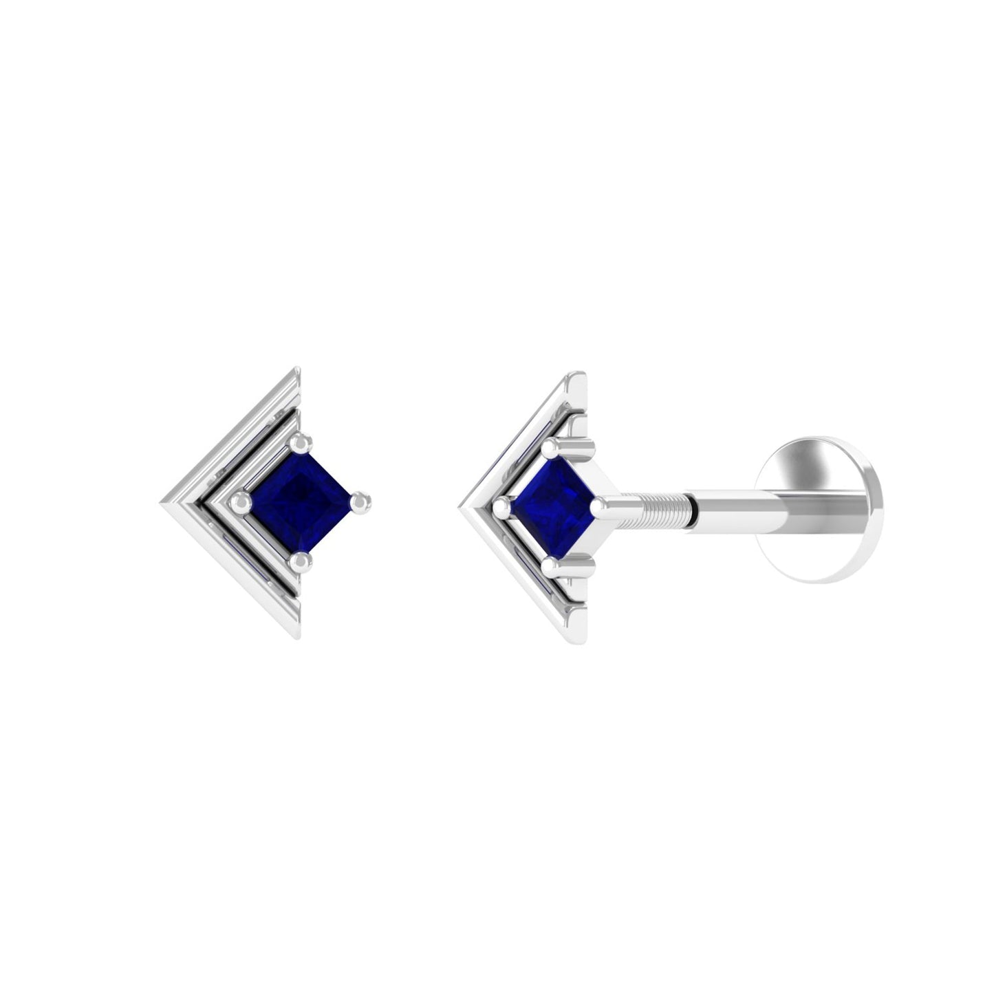 Real Blue Sapphire Solitaire Tragus Earring